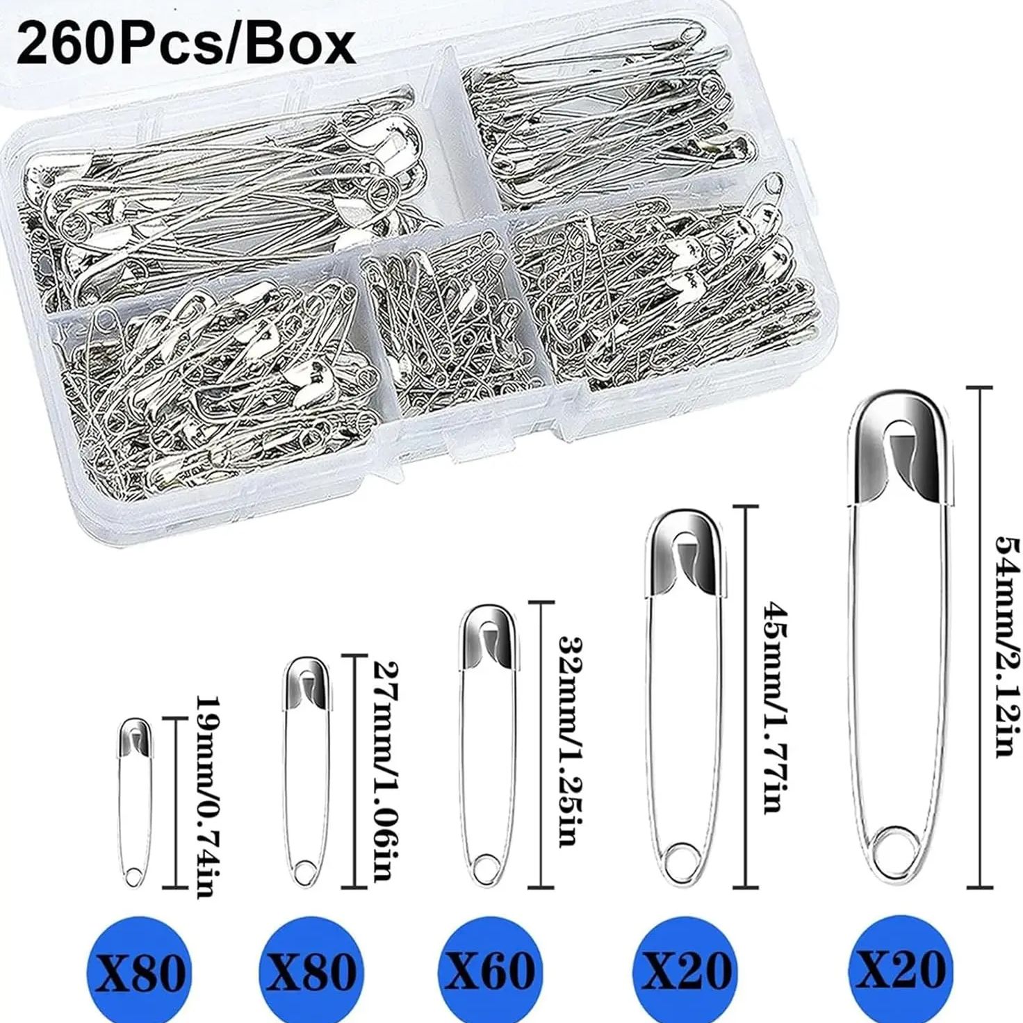 Jewelry Making Education - Silver Safety Pins Kit With Storage