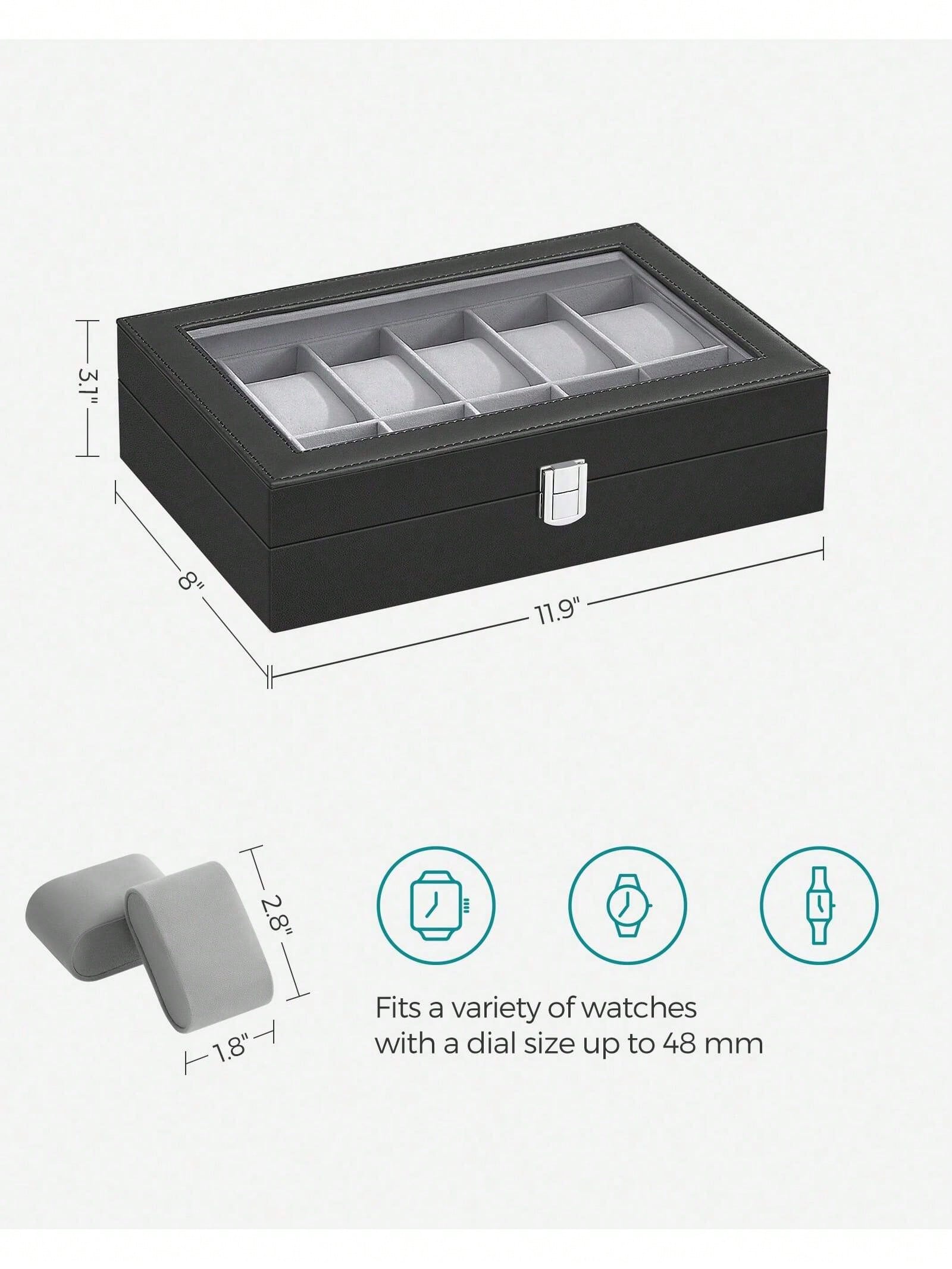 12-Slot Lockable Watch Box wit - Jewelry Making Box recension och pris