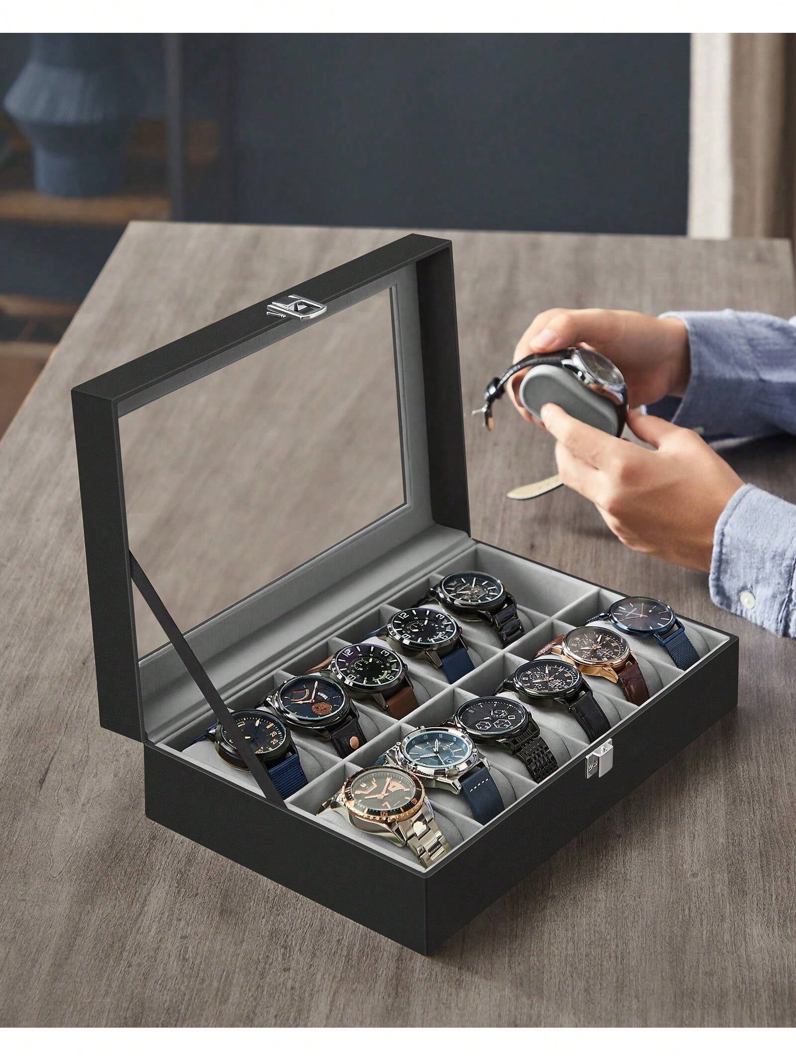 12-Slot Lockable Watch Box wit - Jewelry Making Box recension och pris