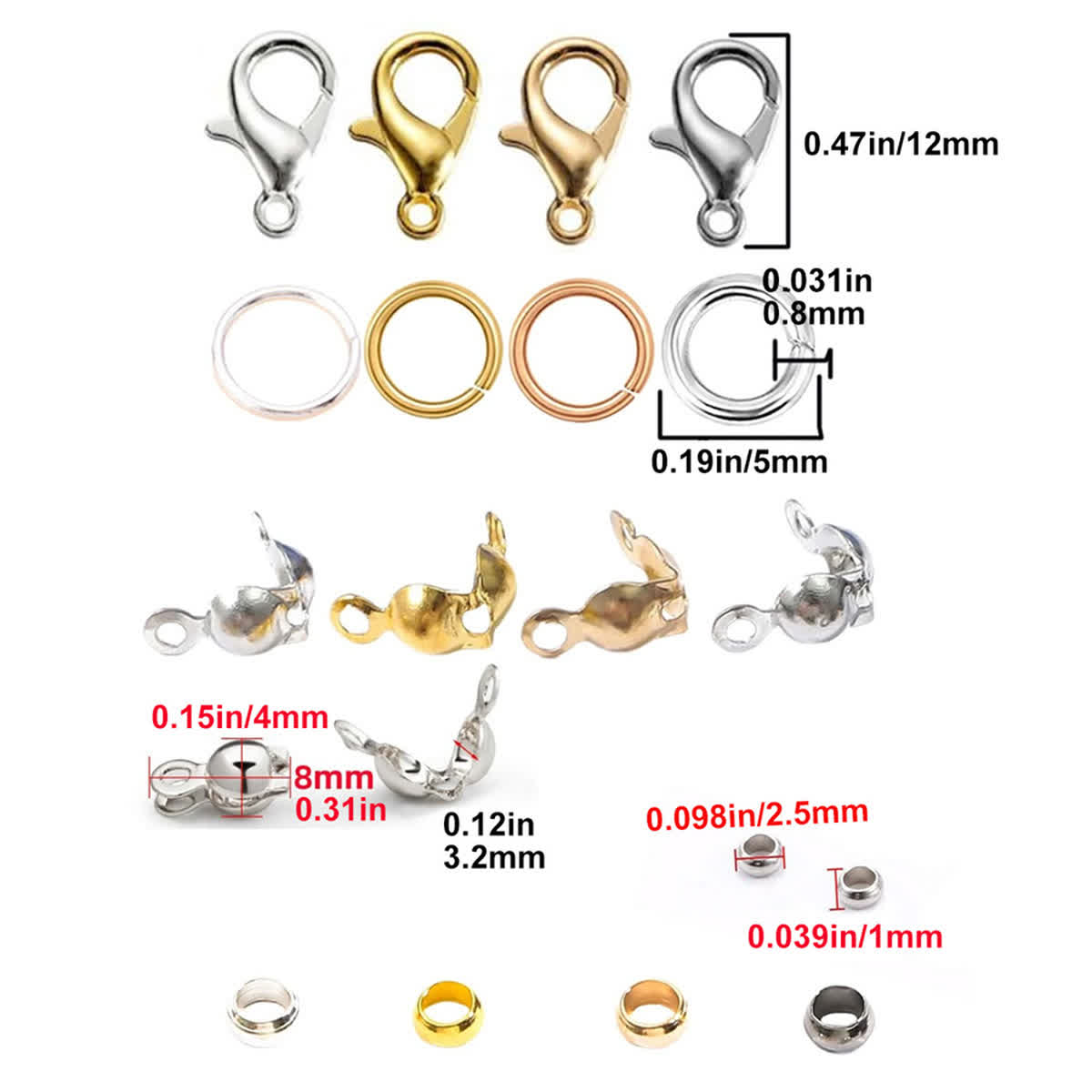 Assorted-Color Alloy 4-Piece S - Jewelry Making Education recension och pris